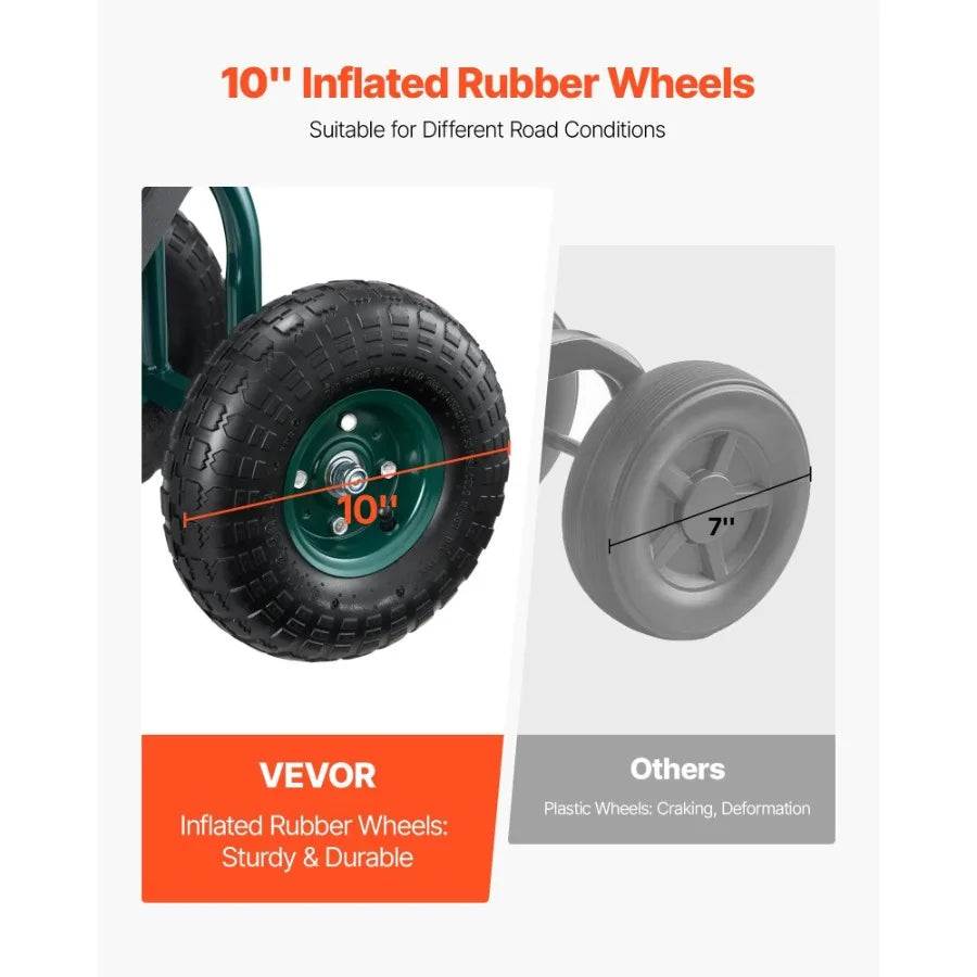 Hign-concerned Outdoor Rolling Garden Cart with Swivel Seat