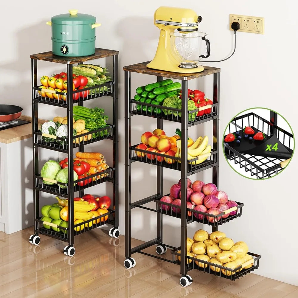 Hign-concerned Fruit Vegetable Storage Basket 5 Pullout