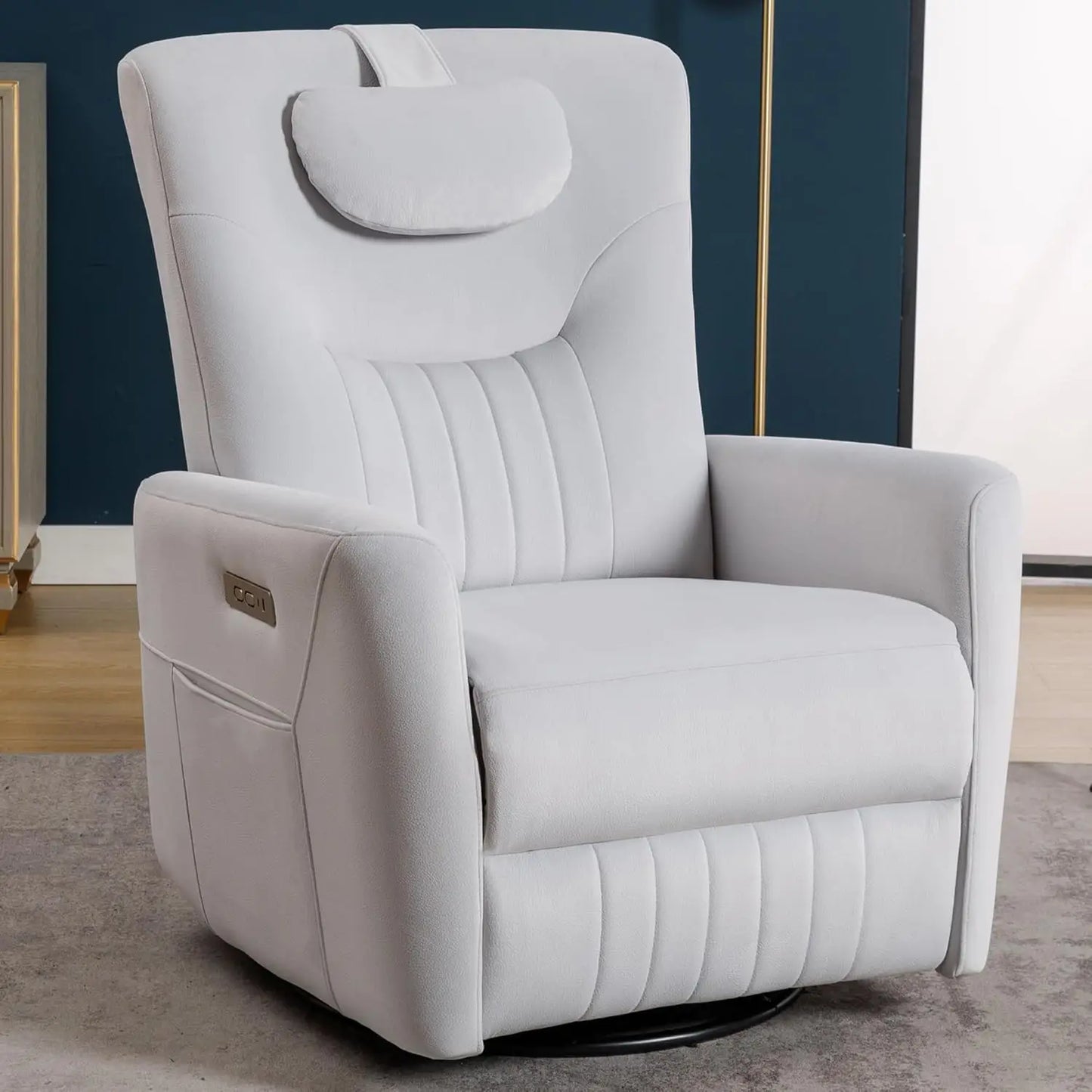 Swivel Rocker, Power Recliner Chair, Nursery Glider Recliner with Adjustable Headrest, USB Ports, Living Room Chairs