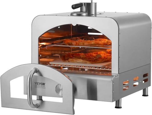 Outdoor 2 IN 1 Gas Pizza Oven and Grill with Thermometer