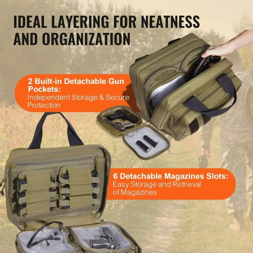 Hign Concerned Tactical Range Bag 2 Pistols Lockable Zipper