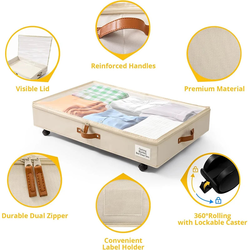 CN Guangdong Under Bed Storage With Wheels 2 Pack Organizer