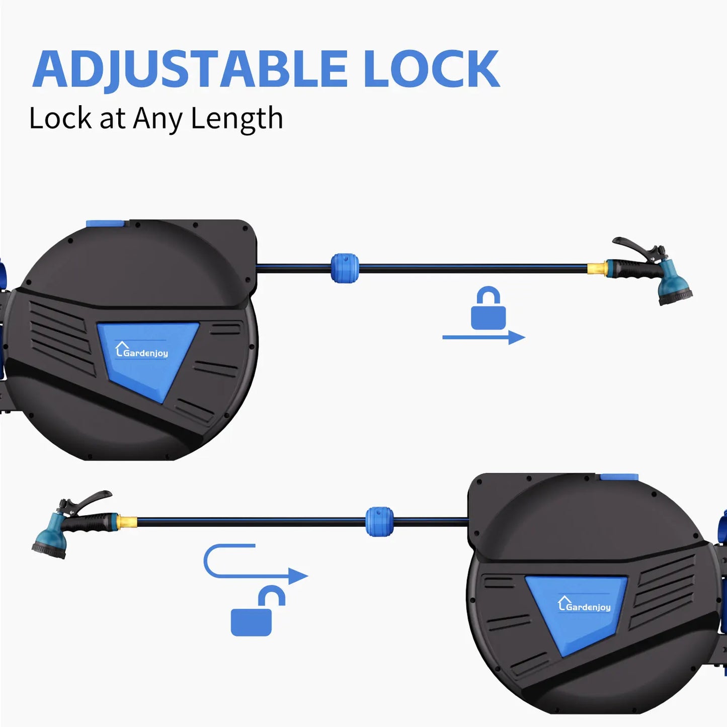 GardenJoy Retractable Hose Reel Wall Mounted with Locking