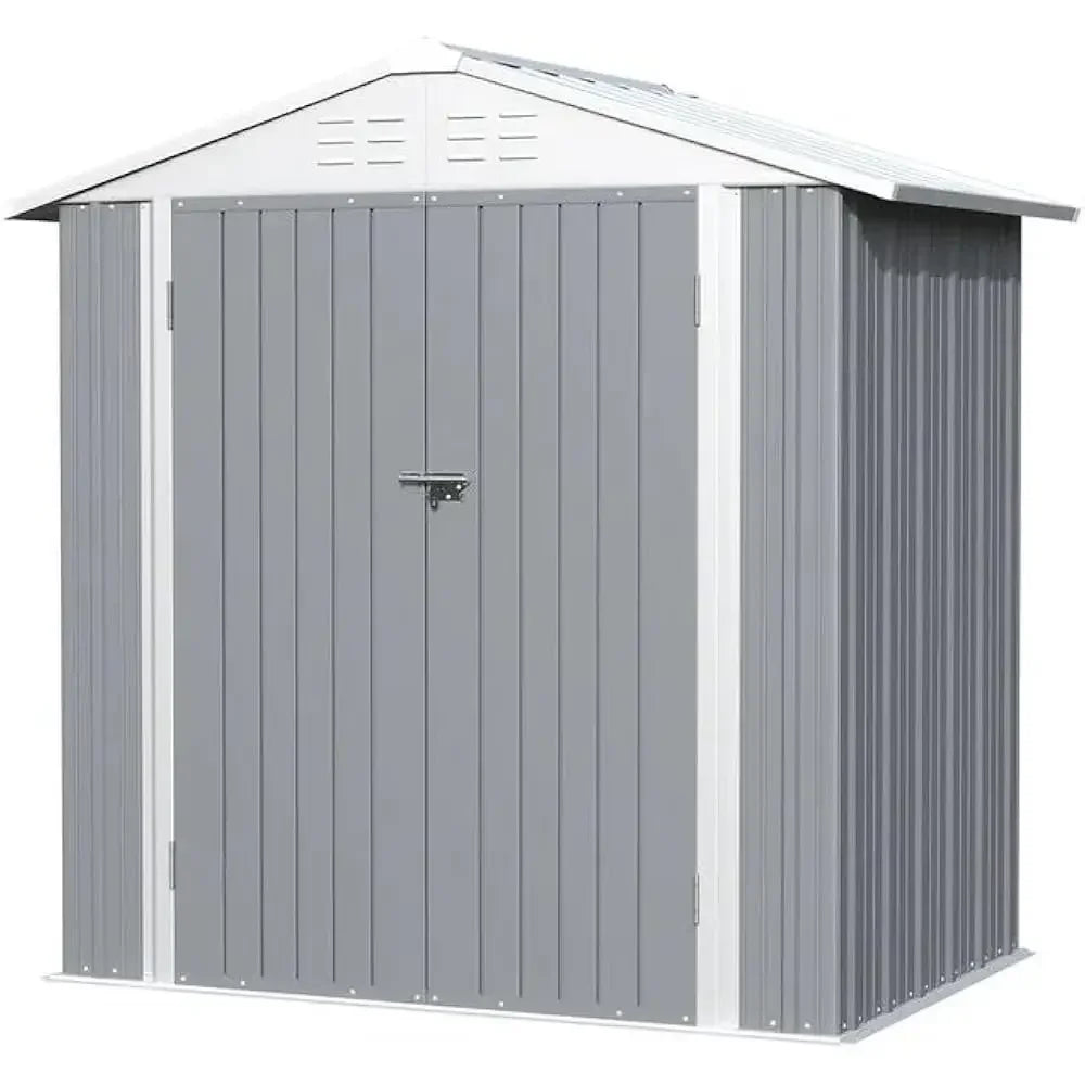 6×4FT Outdoor Storage Shed, Metal Patio Storaged Sheds with Lockable Doors, Sheds & Outdoor Storage for Bike, Pool and Garden