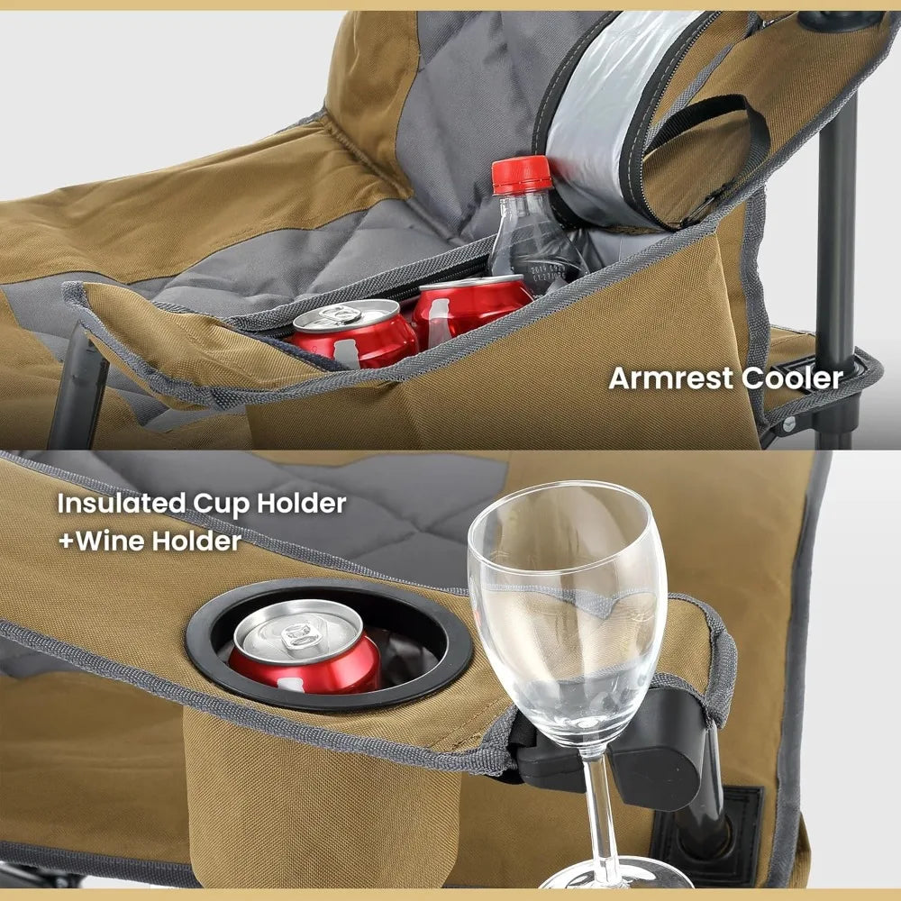 Portable Folding Camping Chair with Cooler and Cup Holders