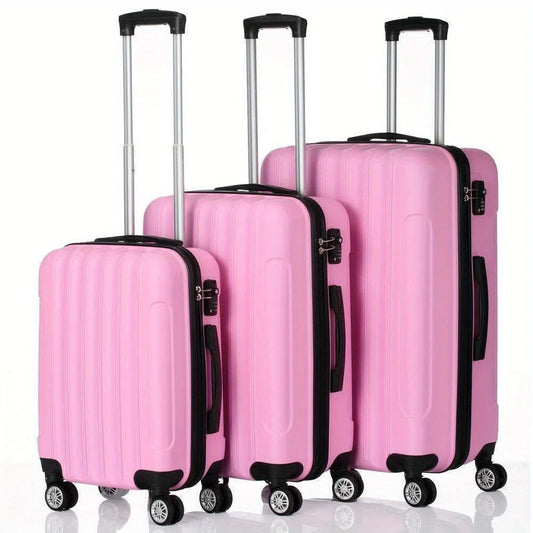 3 Piece Luggage Travel Set Hard Shell Suitcase with Lock