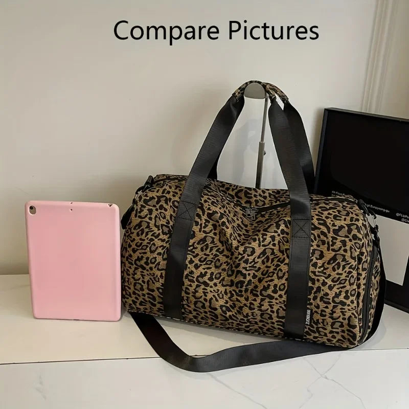 Unixinu Leopard Print Tote Bag Travel Duffle Weekender