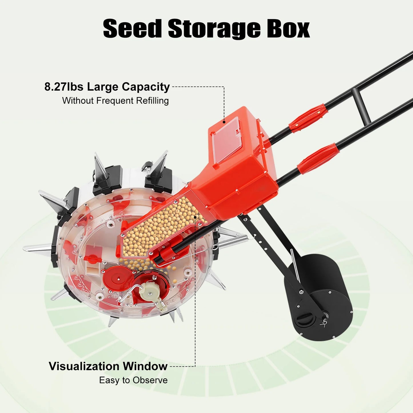 CNCEST Garden Push Seeder Adjustable Sowing Depth Control