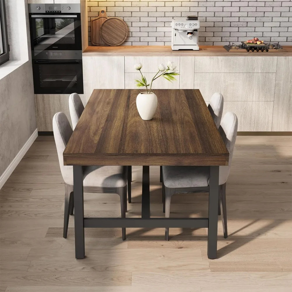 Angduo Industrial Dining Table Engineered With Metal Frame