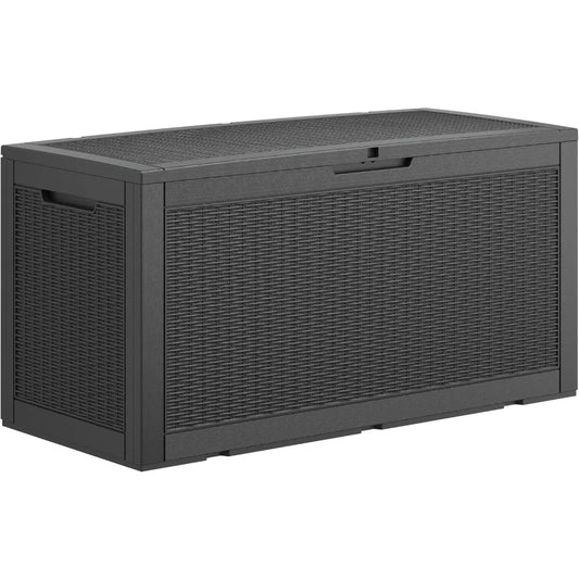 LHBGO Rattan Deck Box Lockable Outdoor Waterproof Storage