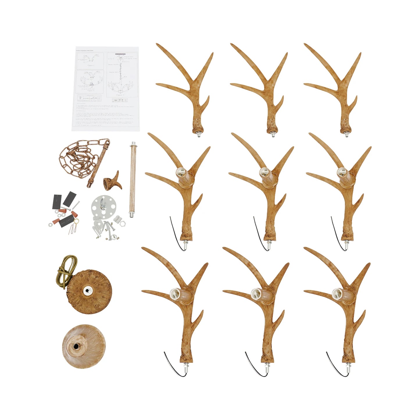 Retro Antler Chandelier Light Deer Horn Pendant Lamp