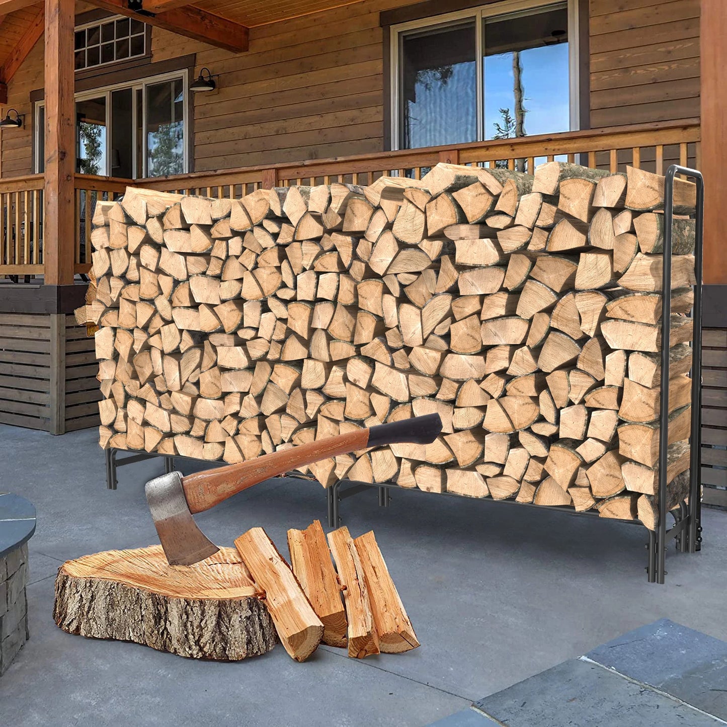Outdoor Fire Wood Log Rack For Fireplace Heavy Duty Storage