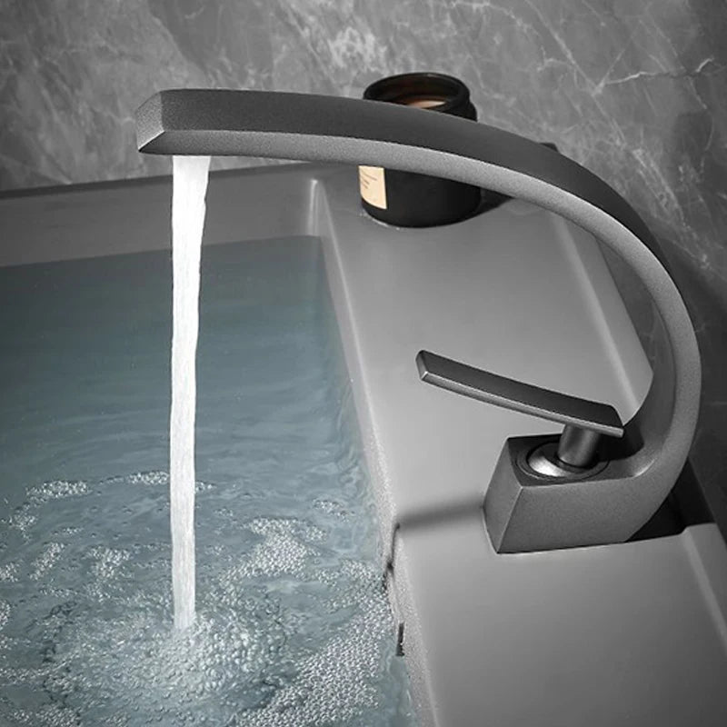 Black Chrome Bathroom Basin Faucet Deck Mount Mixer