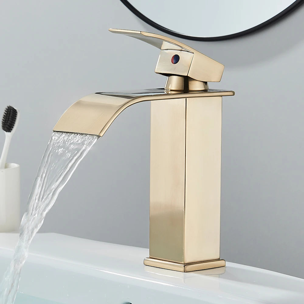 Rozin Basin Faucet Deck Mounted Single Lever Waterfall