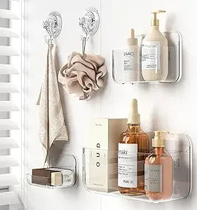 Capacity Adhesive Clear Acrylic Shower Caddy Wall Mount