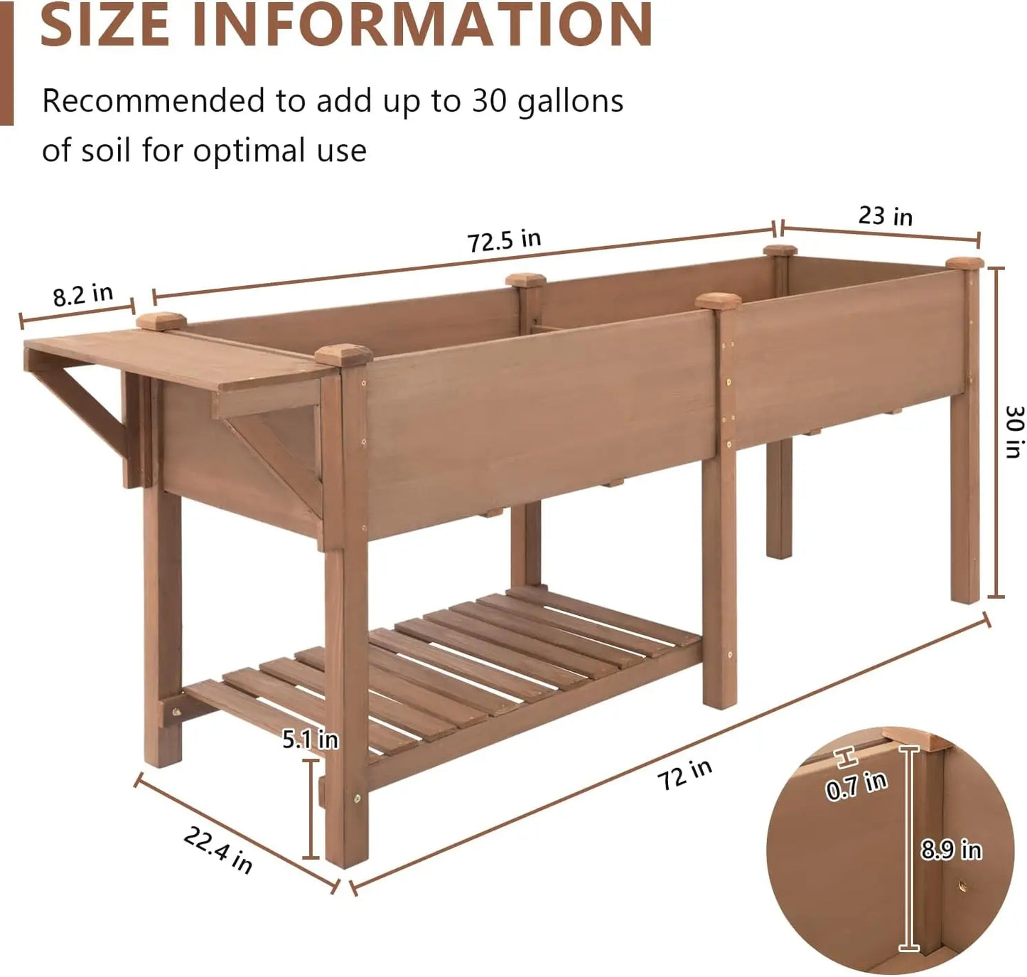 Hign Concerned Raised Garden Bed With Legs Outdoor Shelf