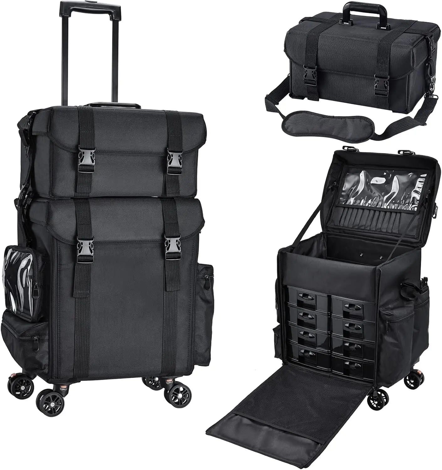 Maxulene 2in1 Professional Makeup Case Rolling Wheels