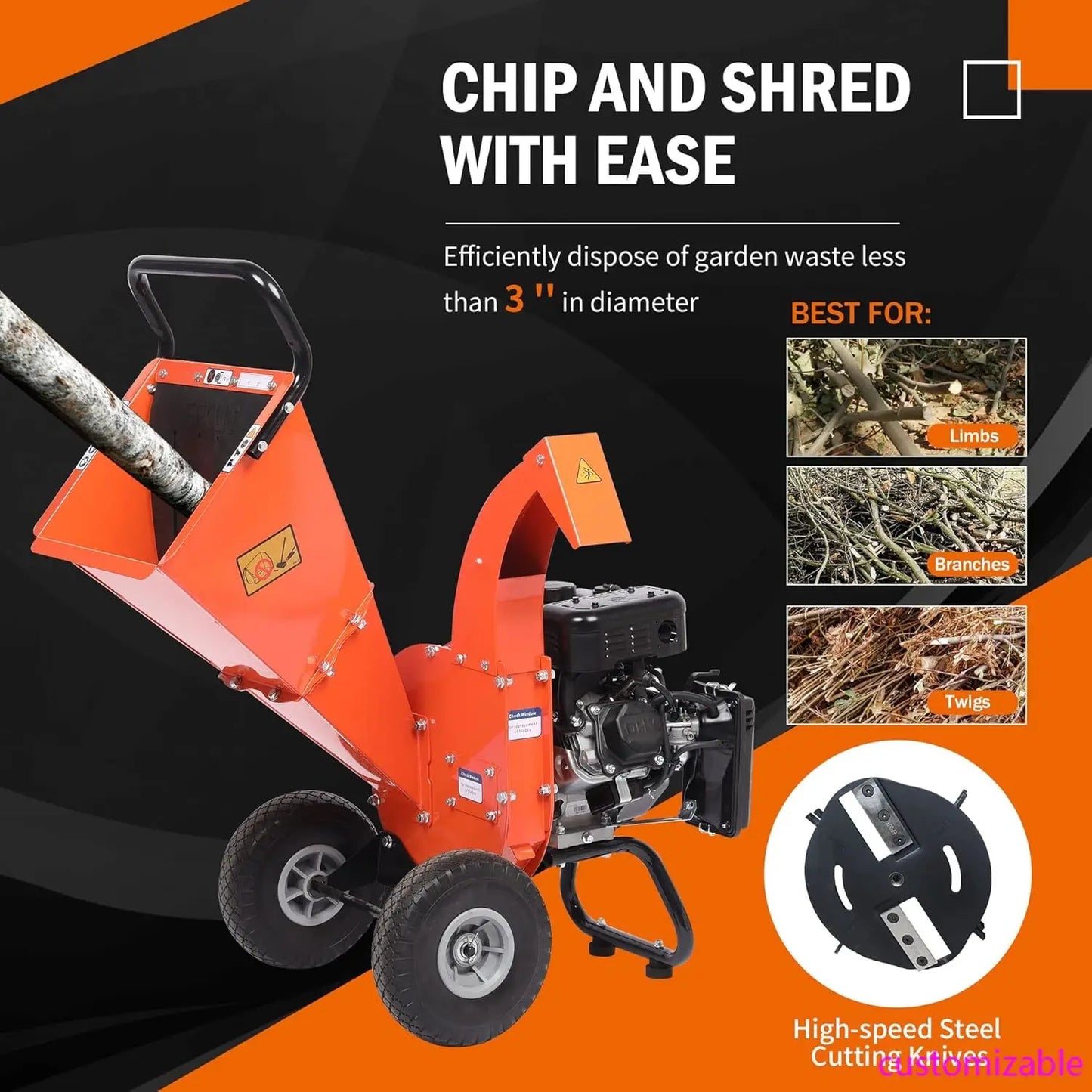 XMSJ C30 Lite Wood Chipper Shredder Mulcher Heavy Duty