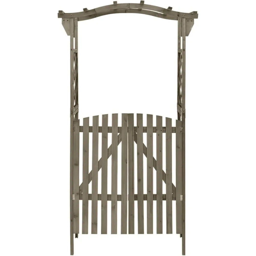 MKDKH Garden Arch With Gate Firwood Outdoor Arbor Set