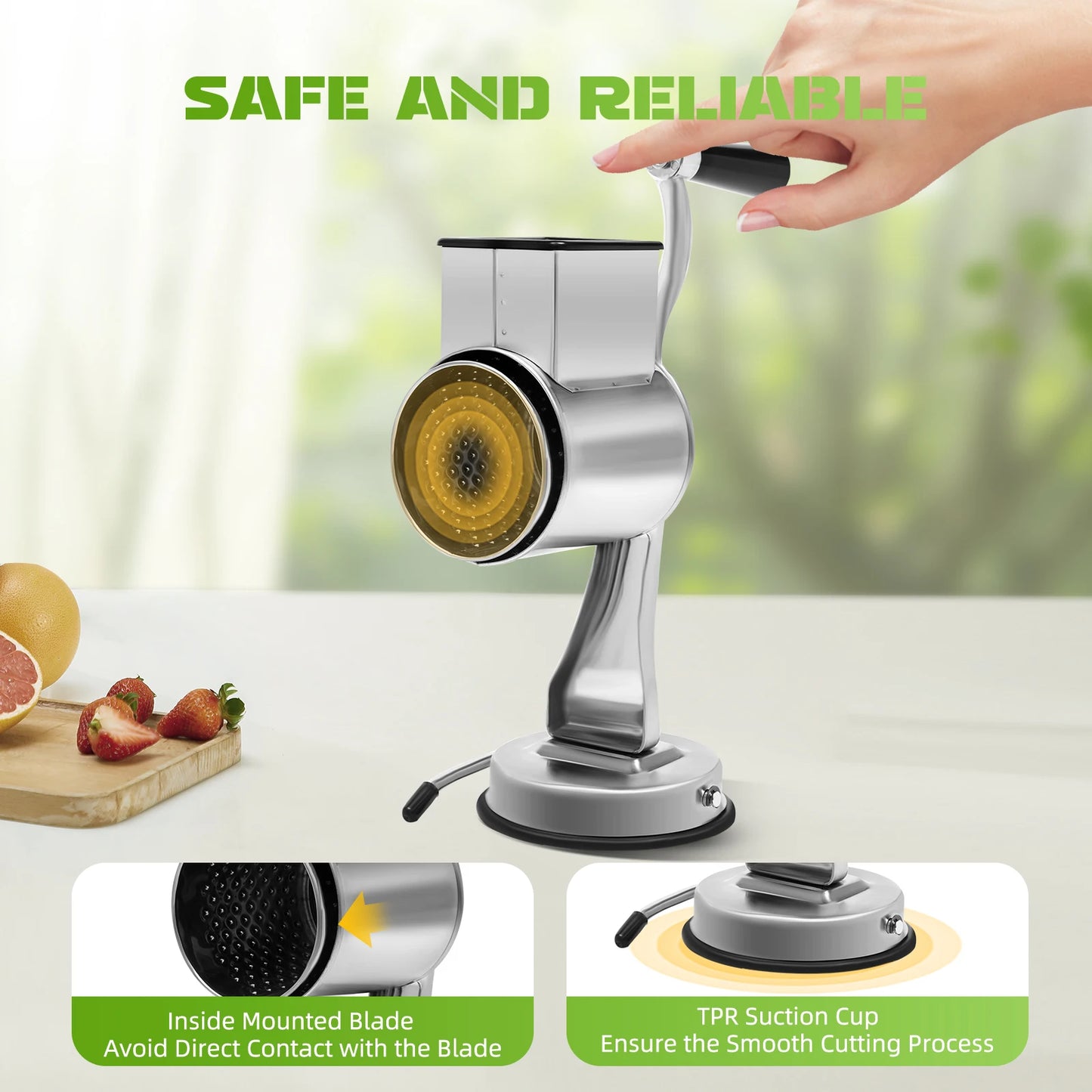 Fruit And Vegetable Tools Rotary Grater Set With Five Drums