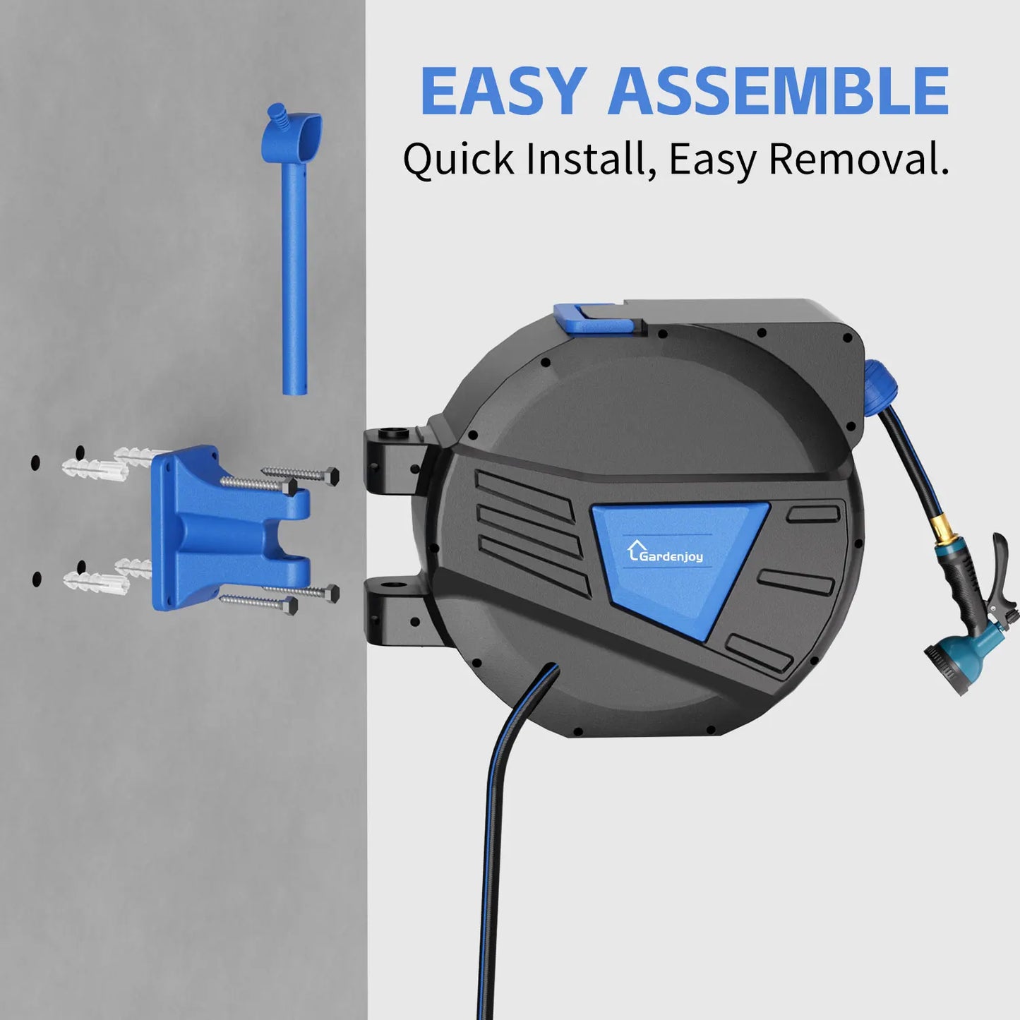 GardenJoy Retractable Hose Reel Wall Mounted with Locking