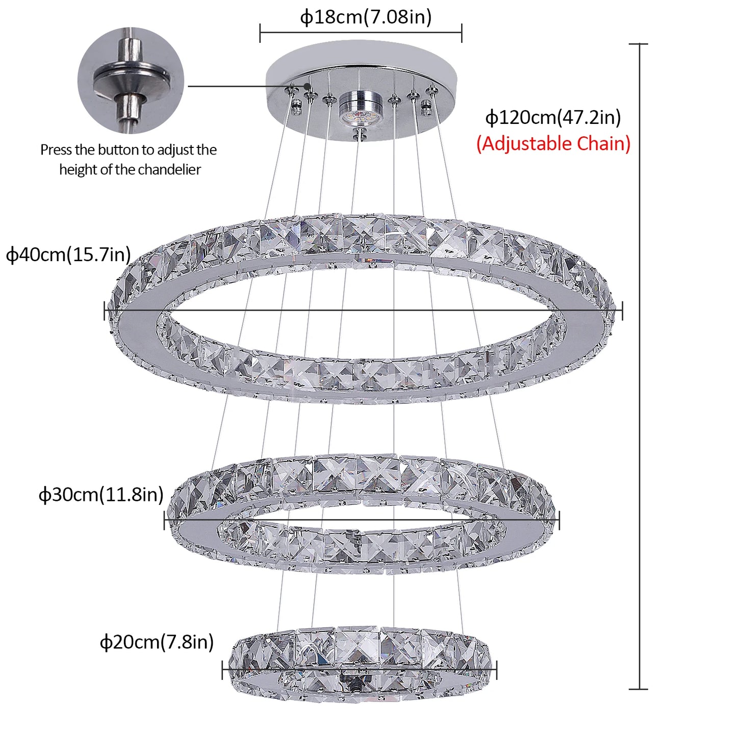 French Luxury Crystal Chandelier Pendant LED Ceiling Light for Living Room Hall Dining Decor