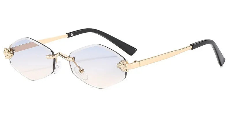 Frameless Rhombus Womens Sunglasses Elegant Versatile UV400