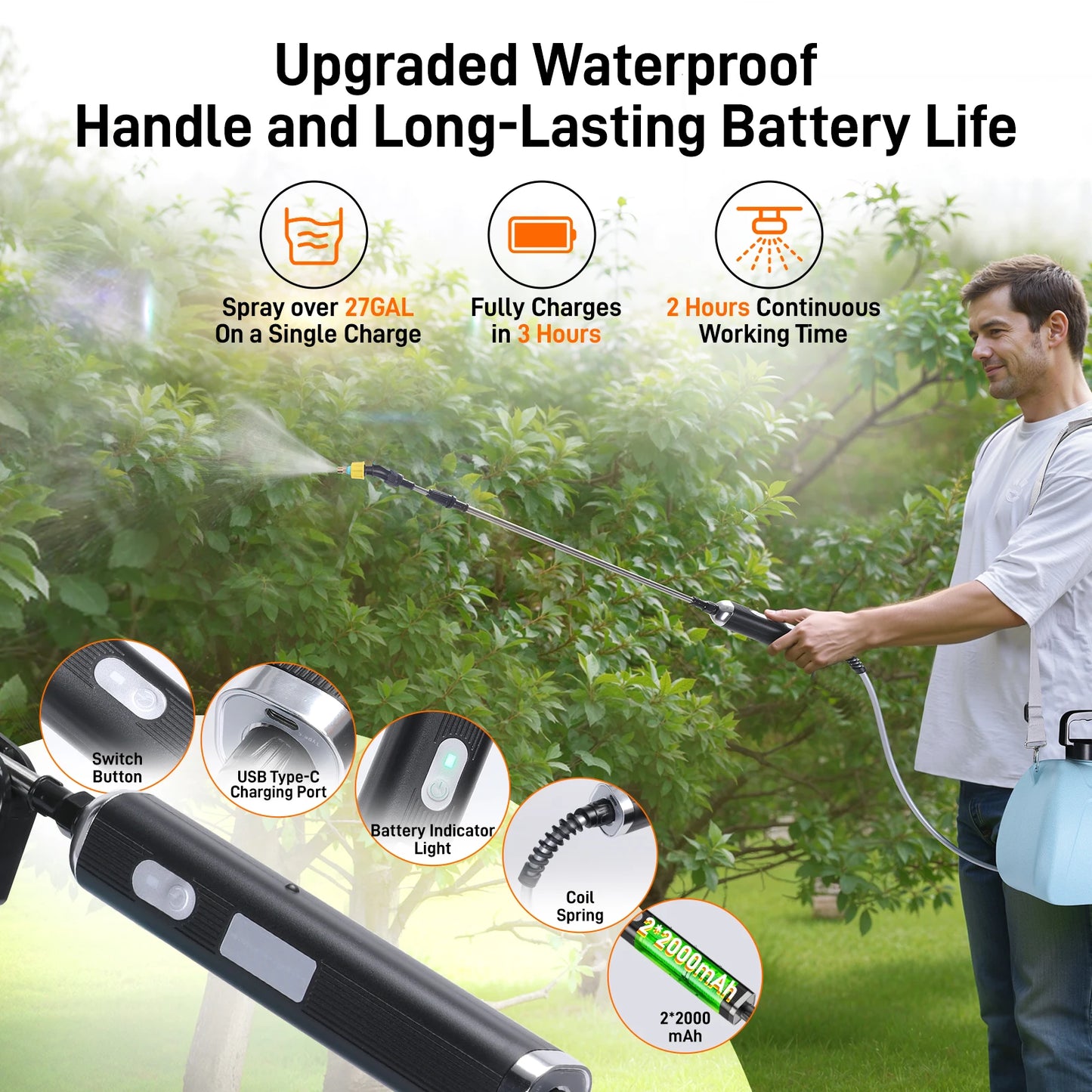 Hign Concerned Electric Garden Sprayer Adjustable Nozzle