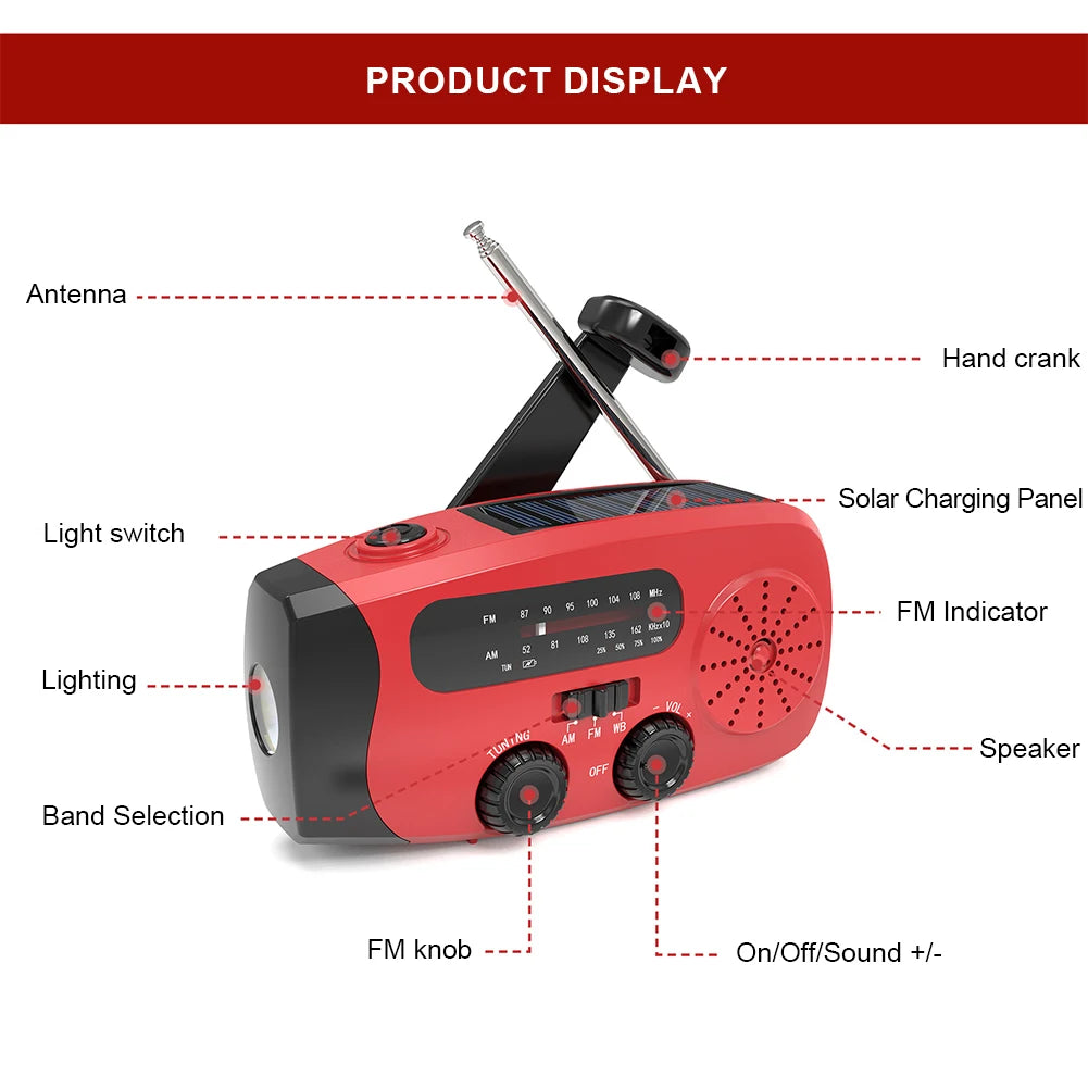 Multifunctional Solar Hand Crank Emergency Weather Radio