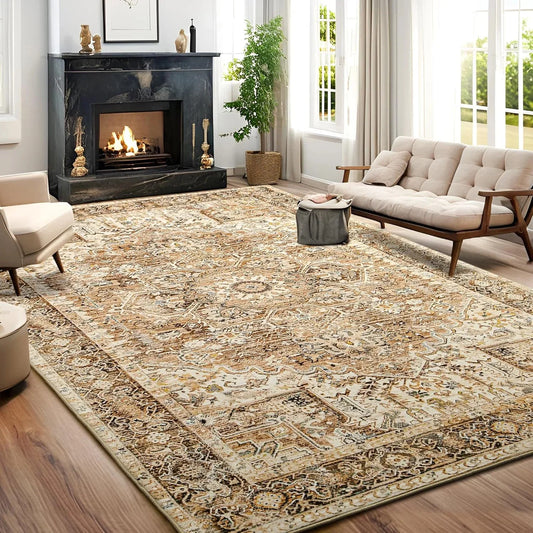 NOAHAS Faux Cashmere Vintage Printed Rug for Living Room