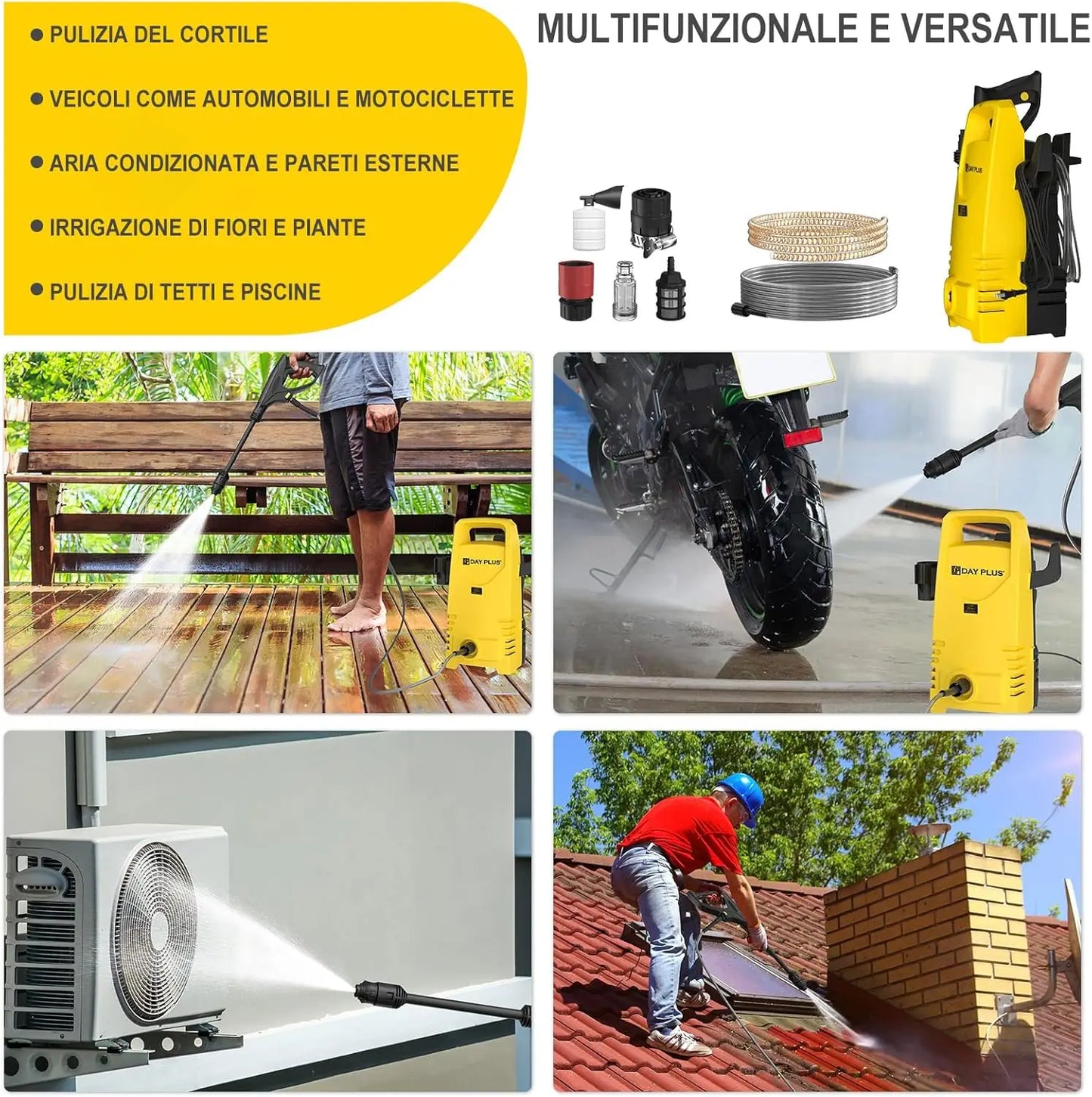 DayPlus Electric High Pressure Washer 1600W 120 Bar Compact