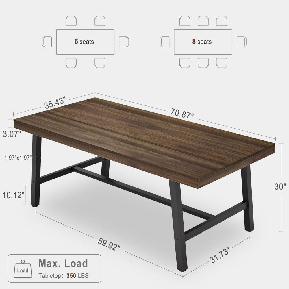 Angduo Industrial Dining Table Engineered With Metal Frame