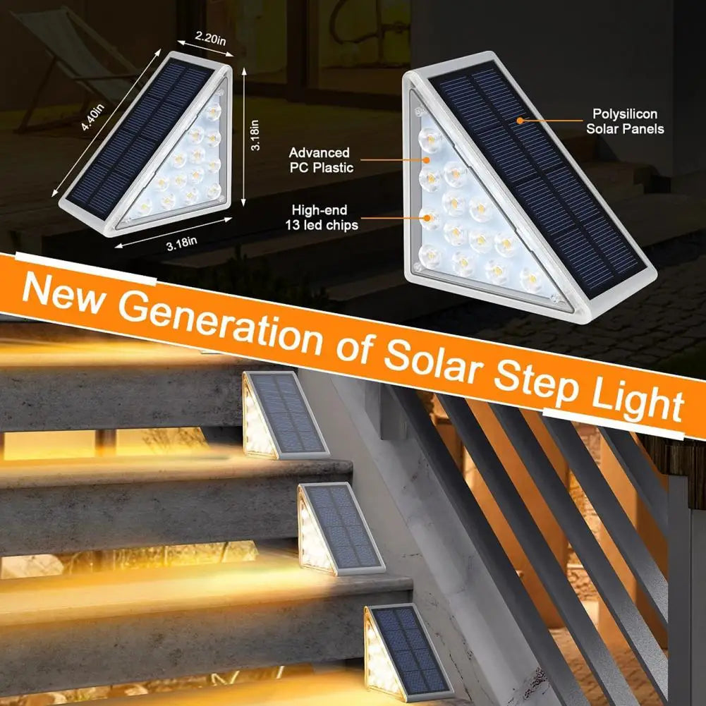 Solar Stair Light Solar Deck Lamp Set with High Brightness Waterproof Design Easy Installation Outdoor Step Lights for Pathway