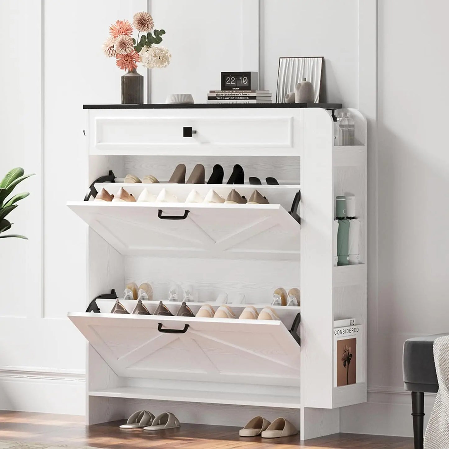 Hign-Concerned Chemical Shoe Cabinet With Barn Door