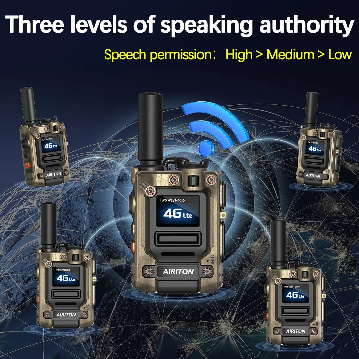 2PCS Global Network POC Radio Walkie Talkie 4G WiFi Unlimited Range Type-C Long Range Sim Card Two Way Radio for Hunting Camping