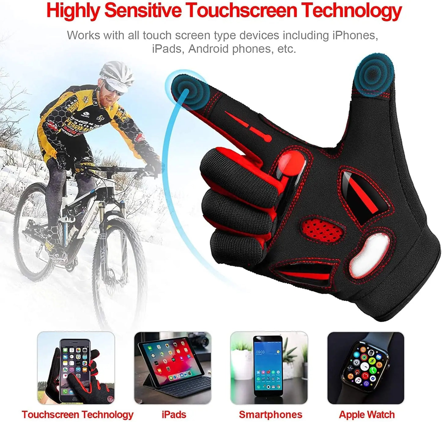 MOREOK Racing MTB Gloves Breathable Non Slip Touchscreen