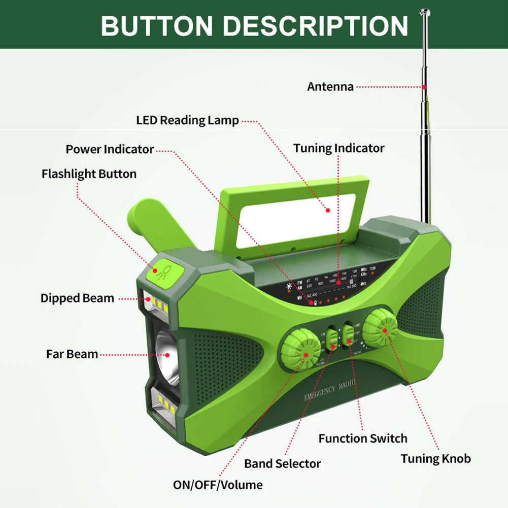 Hign-concerned 10000mAh Emergency Radio Hand Crank Solar