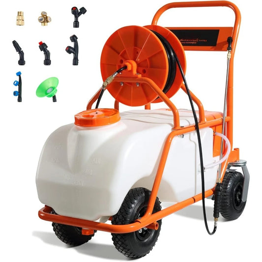 Battery Powered 15 Gallon Garden Weed Sprayer with Cart