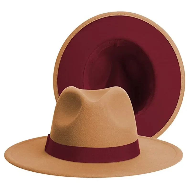 Patchwork Wide Brim Fedora Hat Unisex Cowboy Jazz Style
