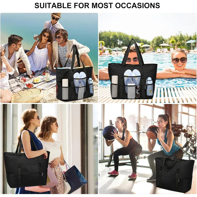 Mesh Beach Bag Waterproof Sandproof Large Tote For Women