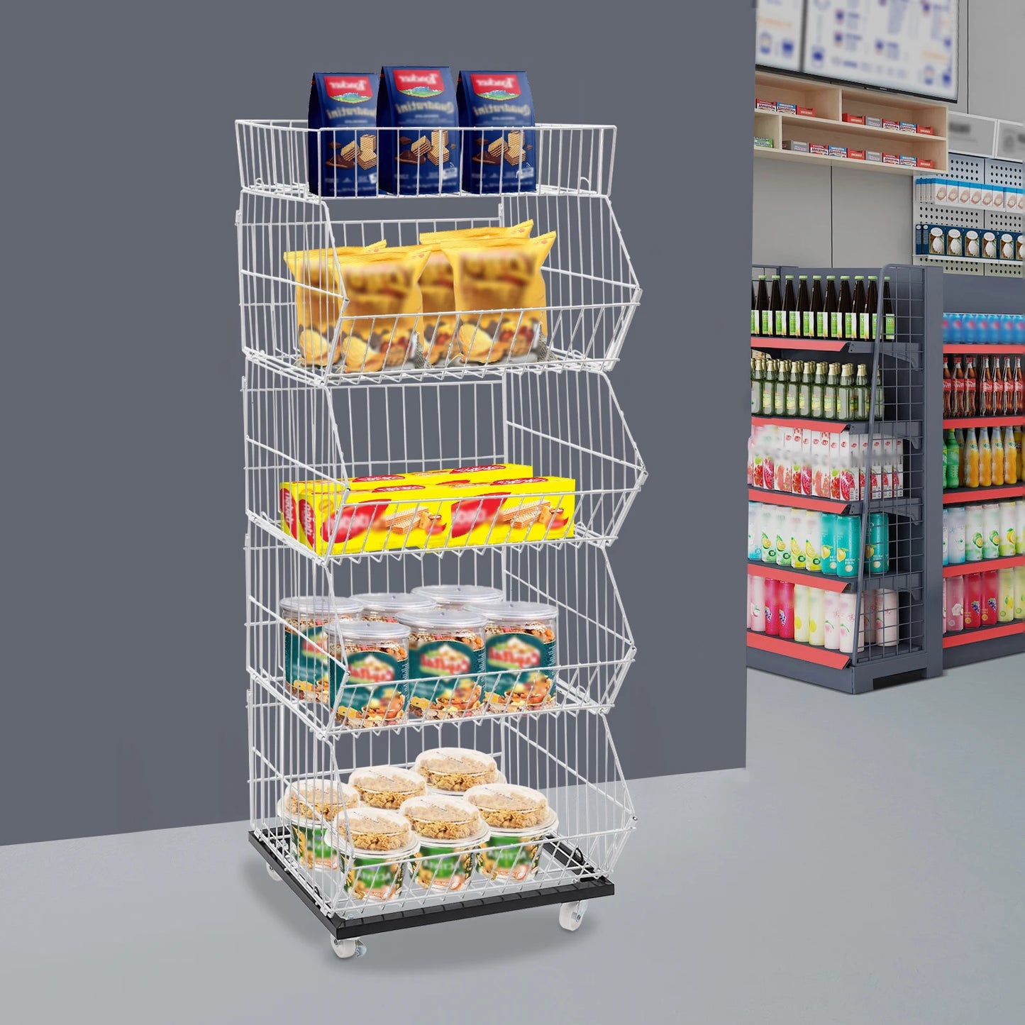 Hign-concerned Five Tier Retail Display Rack For Markets