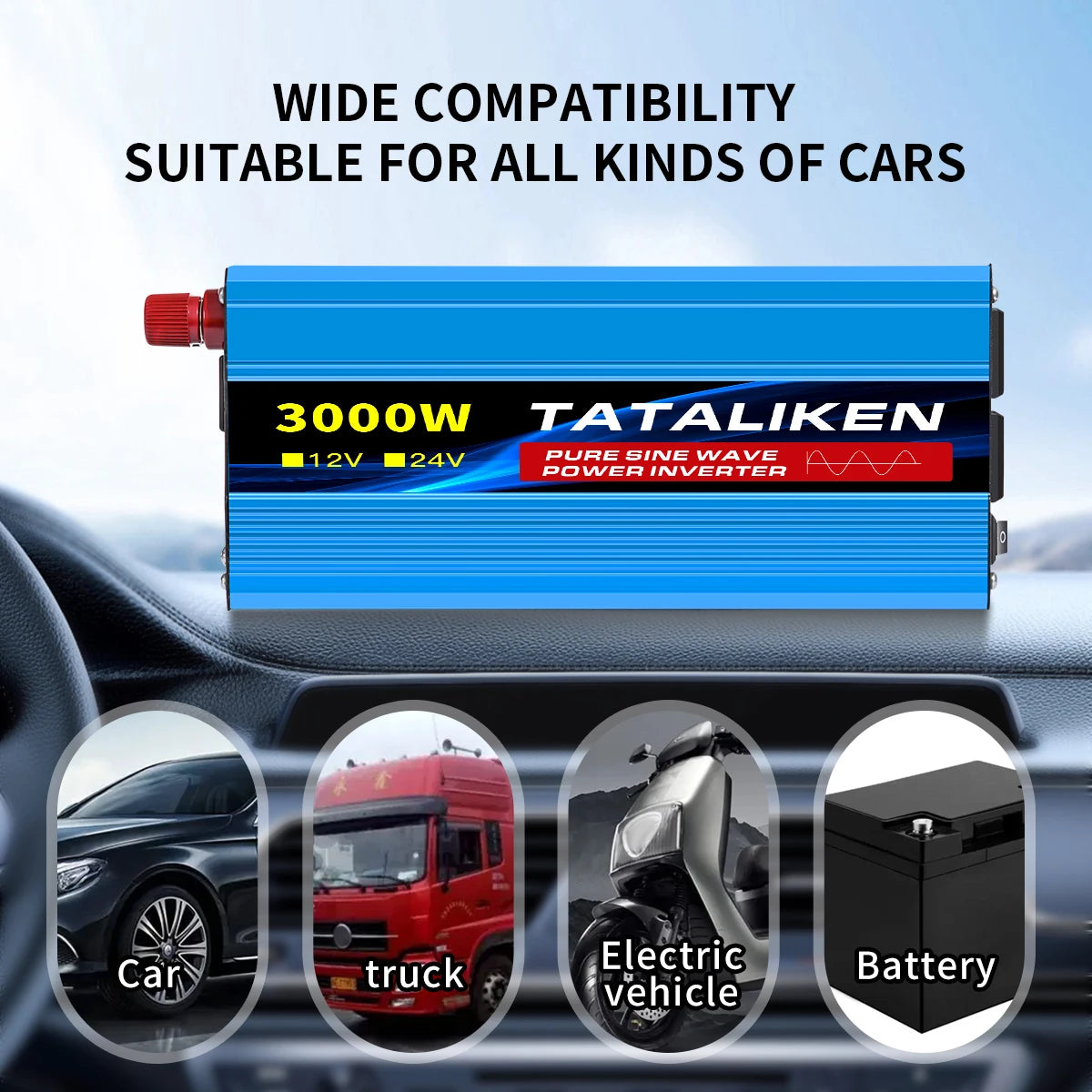 TATALIKEN Pure Sine Wave Inverter 10000W DC To AC Portable