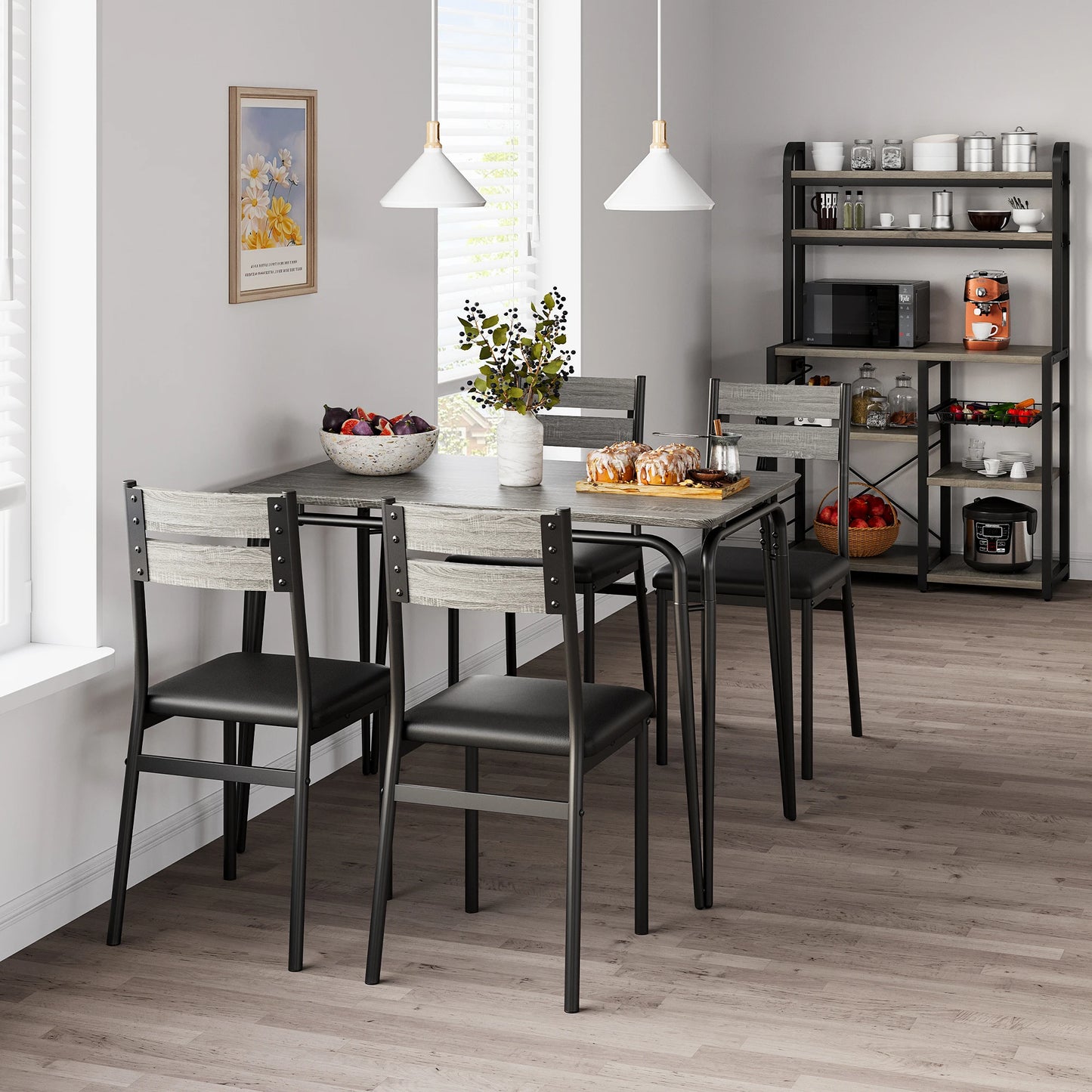 Dining Table Set for 4,Kitchen Table and Chairs for 4, 5 Piece Modern Dining Room Table Set, Dinner Table Set for 4, Rectangular