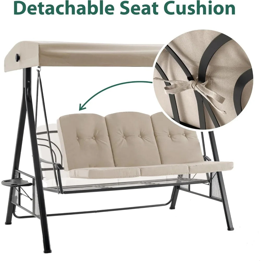 Angduo Patio Swing MCombo 3 Seat With Adjustable Canopy