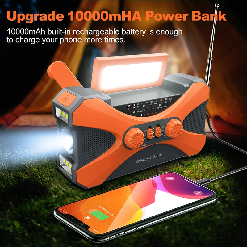 Hign-concerned 10000mAh Emergency Radio Hand Crank Solar