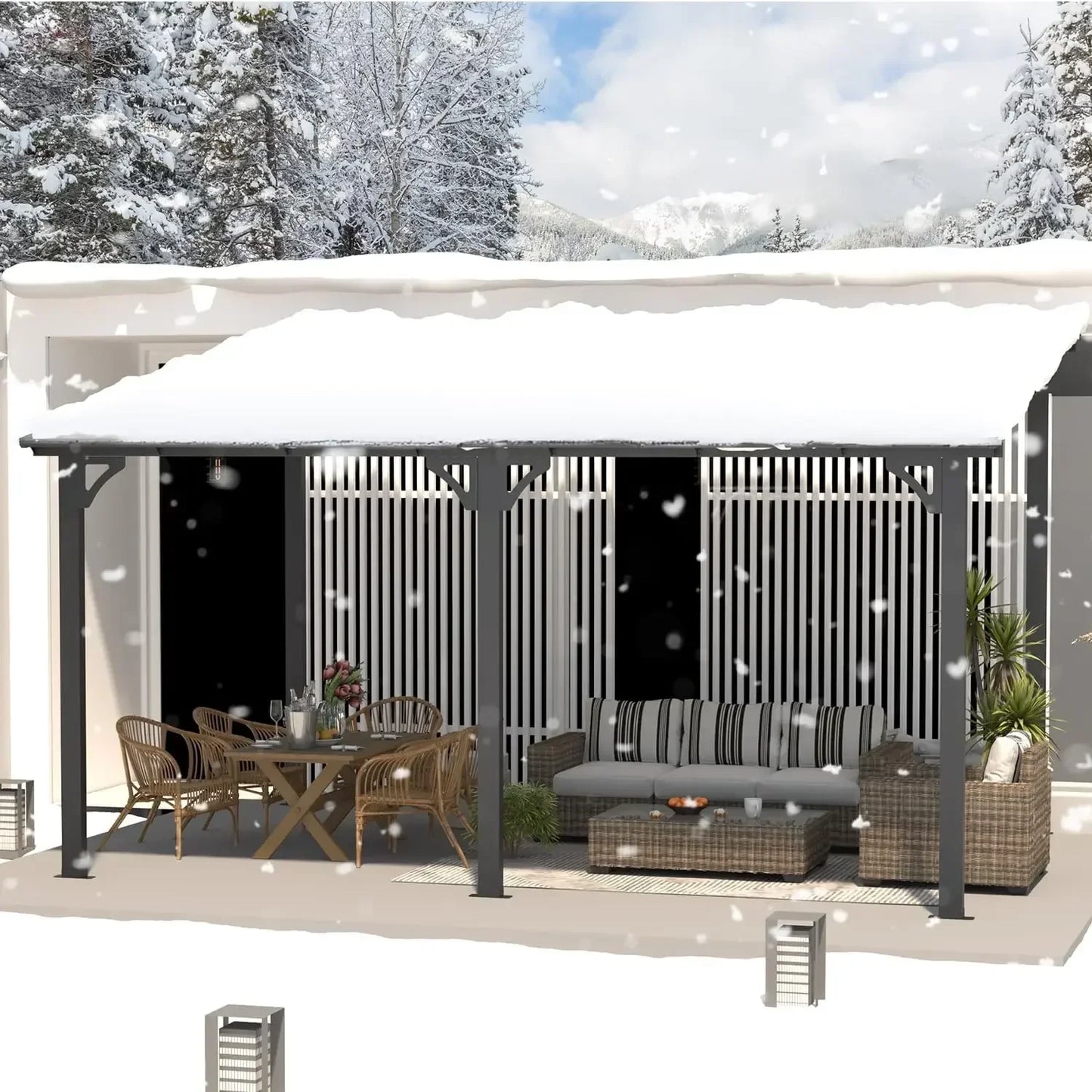 XMSJ Gazebo Patio Wall Mounted Hard Top Roof All Weather