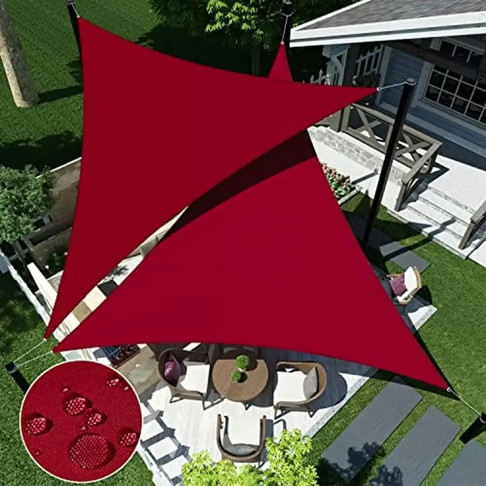 Waterproof Equilateral Triangle Sun Shade Sail Canopy UV Blockage Patio Pergola Garden Red Durable Polyester Fabric Easy