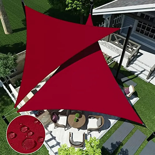 Waterproof Equilateral Triangle Sun Shade Sail Canopy UV Blockage Patio Pergola Garden Red Durable Polyester Fabric Easy