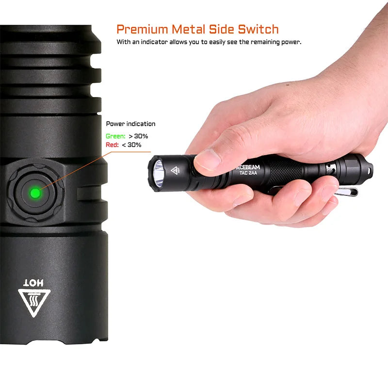 ACEBEAM TAC 2AA LED Flashlight 1600 Lumen EDC Torch