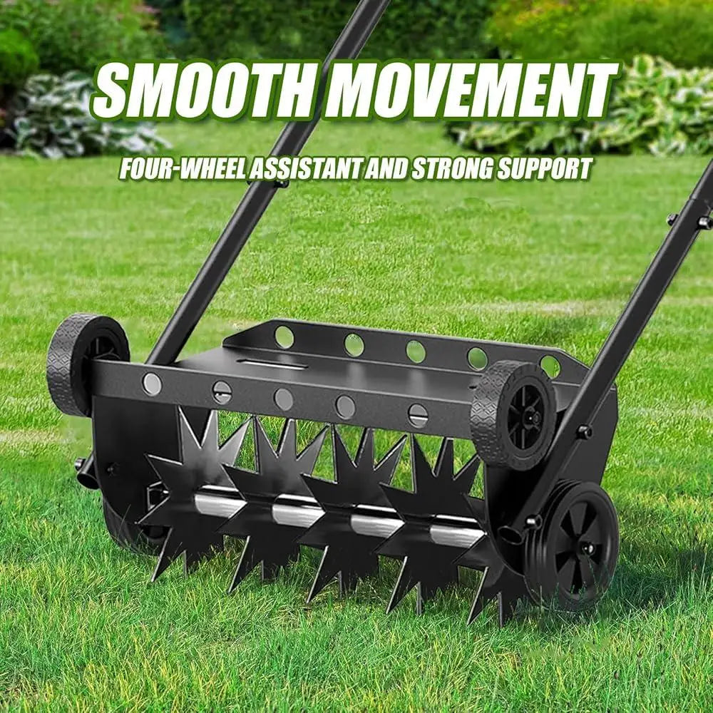 XMSJ Lawn Aerator Tool Heavy Duty Spike Wheels Garden